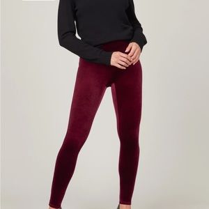 SPANX Rich Burgundy Velvet Leggings